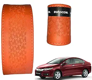 Auto Com Leatherite Steering Cover (Tan) for Honda City Car