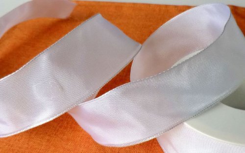 SCHLEIFENBAND 25m x 40mm weiß mit Draht Dekoband GESCHENKBAND Hochzeit