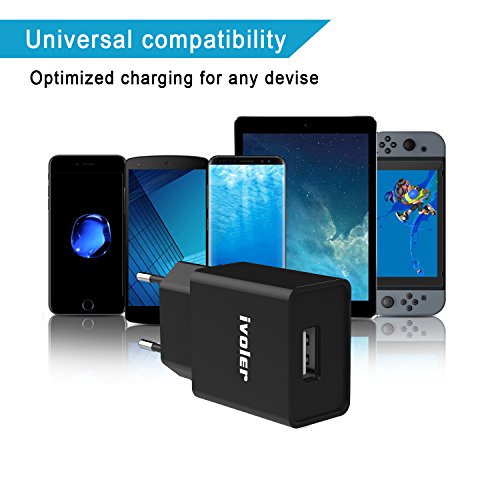  Lot de 2  iVoler Extra Mini Chargeur USB Secteur 12W 2 4A avec 2 en 1 C  ble Micro USB   Type C  1m   Universel Secteur Mural pour Samsung Galaxy S9   S9    S8   S8    S7   S7 Edge   S6 Edge S6 Edge   iPhone  Huawei  ASUS  LG  Wiko  Motorola  LE PLUS COURT ET PETIT USB Adaptateur Secteur USB avec Technologie de Charge Qsmart pour Apple iPhone  iPad  Android smartphone  Tablette  Batteries Externes etc  - Noir