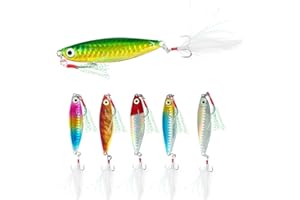 SEIWEI Fishing Jigs, 6 Pack 30g Metal Sea Fishing Lures, Metal Sea Fishing Spinner Lure, Fishing Jigs Beach Casting Lures, Fishing Tackle Mackerel Cod Sea Bass Pike Stinger Spinner Lures Jigs