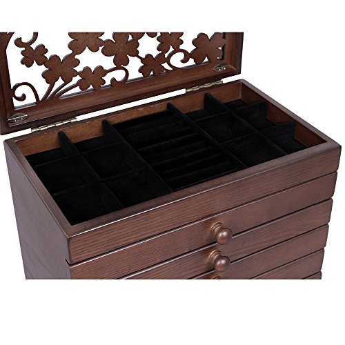 Songmics Schmuckkästchen 5 Schichten mit Schubladen Holz(MDF) dunkelbraun JBC56W - 7