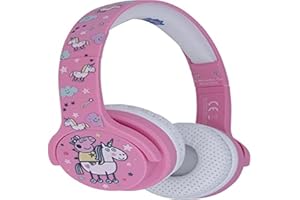 OTL Technologies JUNIOR Bluetooth Kinder Kopfhörer Peppa Pig Unicorn (gepolsterte Bügel, Lautstärke Begrenzung auf 85 dB, buntes Peppa Wutz Design, für Jungen und Mädchen), Pink/Weiß