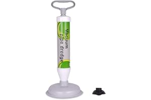 XREXS Drain Buster Toilet Air Plunger, Powerful Drain Plunger with 2 Suction Cups, Toilet Unblocker Vacuum Plunger, Suitable for Toilet (Large Suction Cup), Bathtub/Shower/Sink (Small Suction Cup)