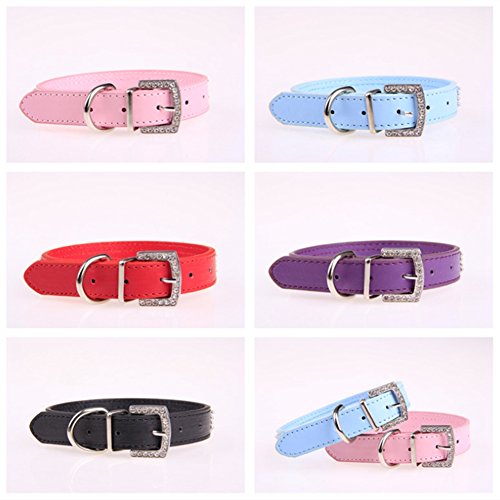 2-Rows-Rhinestone-Bling-Heart-Studded-Leather-Dog-Collar-For-Small-Or-Medium-Pet-Collar-Assorted-Colours