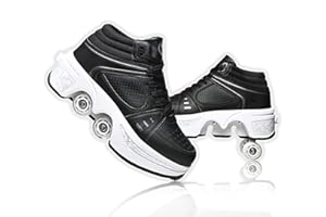 LDRFSE Zapatos con ruedas LED Patines luminosos 4 ruedas patines ajustables ruedas ocultas para correr zapatos deportivos para jugar para hombres, mujeres y niños
