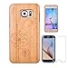 Produktbild Semoss Löwenzahn Schutzhülle in Natur Bambus Handyhülle Bumper Cover für Samsung Galaxy S6 Dandelion Bamboo Holz Case Harte Tasche Cover mit Displayschutzfolie