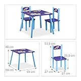Relaxdays Kindersitzgruppe FUNNY Weltraum-Motiv, 1 Tisch, 2 Stühle, Holz, Kindertischgruppe für Jungen, blau / lila - 2