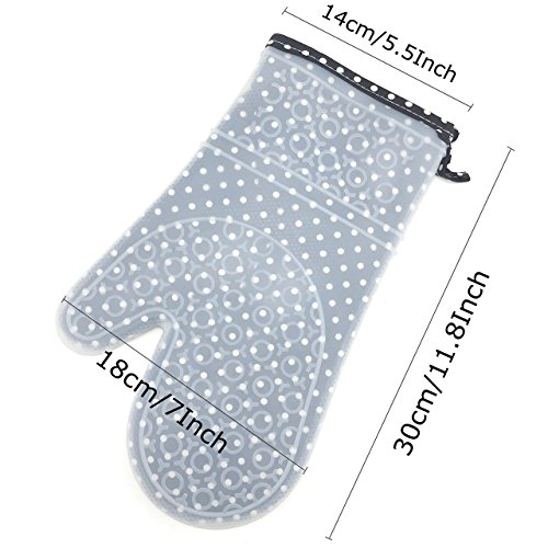 Grillhandschuhe aus Silikon und Baumwolle | Ofenhandschuhe grau | Unisex Topfhandschuhe | Backzubehör und Grillzubehör - 2