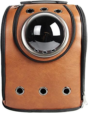 Lovy Travel Backpack Capsual Pet Carrier Leather Bubble/Mesh Panel Switchable for Cats and Dogs