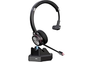 Beebang Wireless Headset, Mono Bluetooth 5.2 Headset mit Mikrofon & USB Dongle für PC, 30 Stunden Sprechzeit Kopfhörer Kabellos für Mac Computer Skype Teasms Zoom Laptop Büro Callcenter Telefon