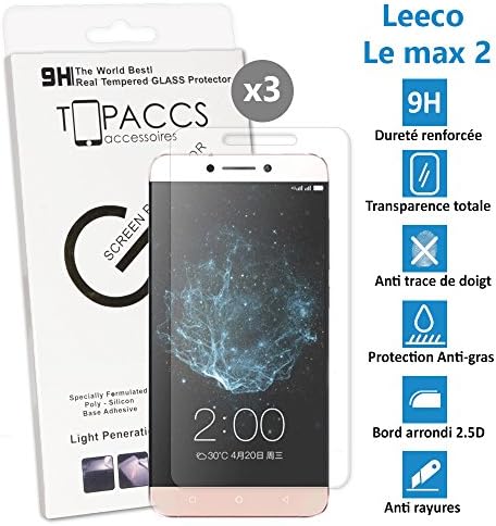 leeco Max 2 – [Pack of 3] – Real Glass Screen Protector Tempered Glass Ultra Durable Screen Protector