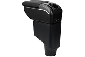 ZENVI Reposabrazos Compatible with Toyota Yaris Hybrid Apoyabrazos 2015-2021 Centro Consola Organizador Doble Puerta Estilo Utilizable Para Soporte Codo（Estilo Negro）