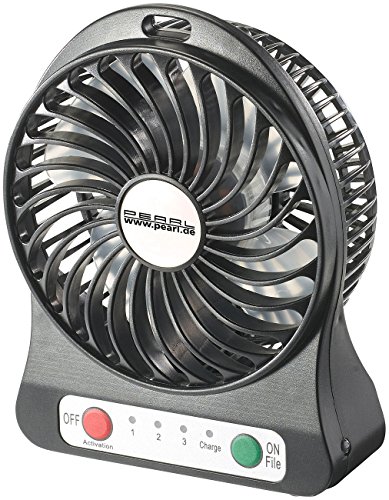 PEARL 2in1-USB/Akku-Tisch-Ventilator mit LED-Leuchte, 1.300 mAh - 2