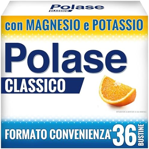Polase Classico, Magnesio e Potassio,Integratore Alimentare, contro Stanchezza e Fatica Fisica, Caldo, Sali Minerali Organici, Gusto Arancia, Formato convenienza 36 Bustine*