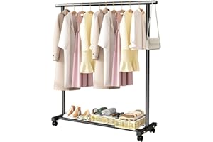 MONKLE - Appendiabiti da terra,Appendiabiti con ruote,stand appendiabiti 1,2 M ((nero)