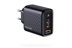 VOLTME Caricatore USB-C 65W GaN Caricatore Rapido Multiplo Nero, Alimentatore USB C 3-Porte Presa USB PD3.0, Compatibile con iPhone 15/14/ iPad Pro/MacBook Pro/Huawei/Dell/Galaxy S23/S22/Pixel, ecc