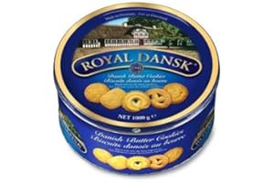 Continental Bakeries Royal Dansk Butter Cookies (Metal Round Tin), Danish Butter Biscuits, 1 kg