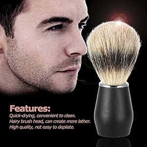 Anself Men's Badger Shaving Brush Bristle Razor Brush Metal Handle - Image 3