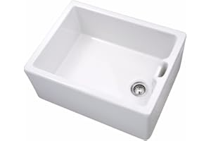 Astini Belfast 100 1.0 Bowl White Ceramic Kitchen Sink & Strainer Waste