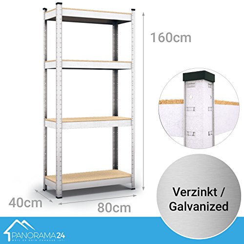 Panorama24 Lagerregal verzinkt belastbar bis 320kg – Maße: 160 x 80 x 40 cm, Regal Kellerregal Steckregal Werkstattregal Schwerlastregal - 2