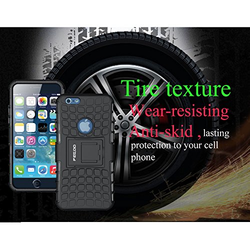 Funda iPhone 6S Pegoo Caja El Soporte Incorporado A Prueba de golpes Anti-Ara  azos y Polvo Mezcla Doble Capa Armadura Proteccion Cover Case Caso Funda C  scara Caja para Apple iPhone 6 6S  Negro 