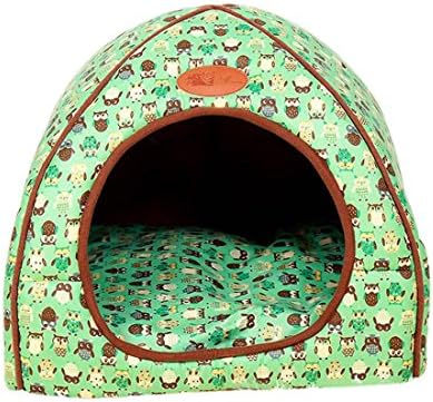 Zhaoke Soft Pet House Cushion Igloo Cosy Dog Cat Nest Bed Cartoon Pattern Green L