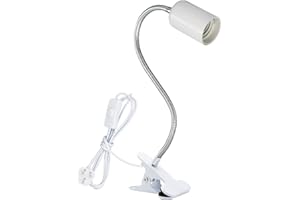 QEIDUISE White Reading Desk Socket Lamp,E27 Reading Stand Clamp Lamp,Portable Light Bulb Socket,E26/E27 Flexible Reading Lights Stand Clamp Lamp Fixture for Desk Bedside Headboard,White