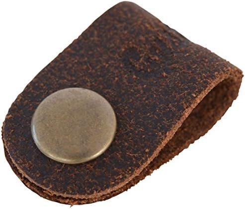 GustiGusti Leder studio Genuine Leather Cable Clips 7-Pack Buffalo Leather Headphones Computer Cables Wires Organiser Light & Dark Brown 2A27-26-23