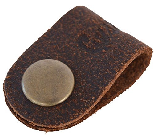 GustiGusti Leder studio Genuine Leather Cable Clips 7-Pack Buffalo Leather Headphones Computer Cables Wires Organiser Light & Dark Brown 2A27-26-23