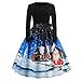 Produktbild ODRD Clearance SaleS-2XL Weihnachten Kleider Damen Kleid Bedruckte Lange Ärmel Abendball Kostüm Weihnachtsabend Weihnachtsmann Kleider Ballkleid Festliche Cocktailkleid Lace Abend Swing Dress Party