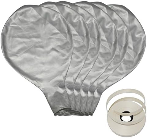 Autumn Love 6pcs Giant 36 Inches Latex Balloons with 12MM x 27.5 Metre Ribbon for Birthday Party Wedding Festival Celebrations Decorations - Silver