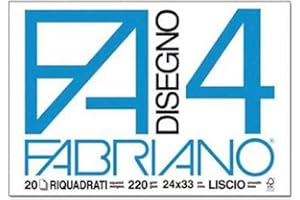 Album Fabriano Disegno scuola - Varzi Dal 1956 (F4 Formato 24 x 33 cm, Fogli Lisci Riquadrati, Grammatura 220gr/m2, 20 Fogli)