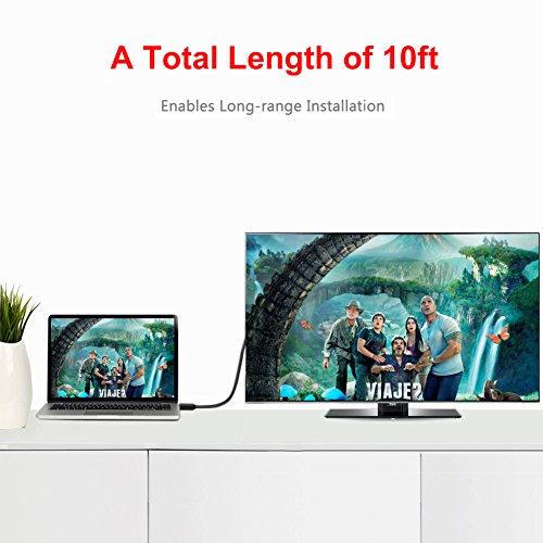 USB 3.1 Typ-C zu HDMI Kabel für MacBook Pro, MacBook, ChromeBook Pixel, Samsung Galaxy S8 / S8 Plus und mehr. Thunderbolt 3 Kompatibel, [DEMEDO] USB C zu HDMI Kabel – 3m / 10f - 6