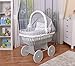 Produktbild WALDIN Baby Stubenwagen-Set mit Ausstattung,XXL,Bollerwagen,komplett,26 Modelle wählbar,Gestell/Räder grau lackiert,Stoffe grau/Sterne-grau