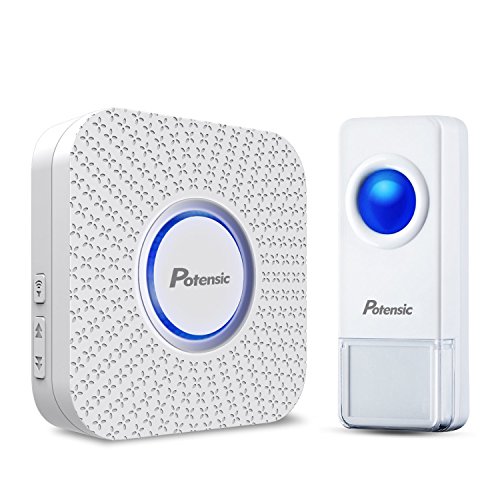 Sonnette de Porte Potensic, Carillon sans Fil Électrique Sonnette Étanche Portable Sonnerie Portée de 300M avec 52 Mélodies