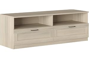 Iconico Home MIK Traditional, Mueble de TV con 2 cajones y Compartimentos Abiertos, Salón, Salón, Dormitorio, 160x44,5xh53,5 cm, Roble