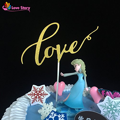 Love Tortenverzierung Gold/Silber Hochzeit Verlobung Jahrestag Party SWIRLY / GOLD - 2