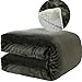 Produktbild Kuscheldecke 150x200 cm Uni Dunkelgrün Warme Zwei-Seitige Decke (Flanell/imitierter Sherpa), Fleece Mikrofaser Sofadecke, imitierter Sherpa Lammfelloptik Tagesdecke Schlafdecke, Überwurf
