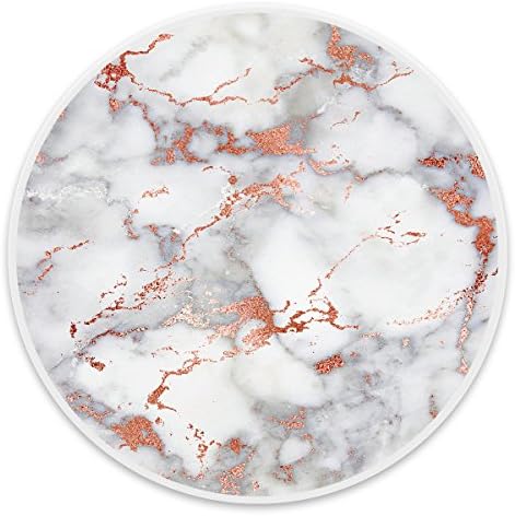 Girly Pop Grip Socket and Expanding Stand Prevent Phones from Dropping for Smartphones and Tablets and More - Grey Rose Gold Marble White