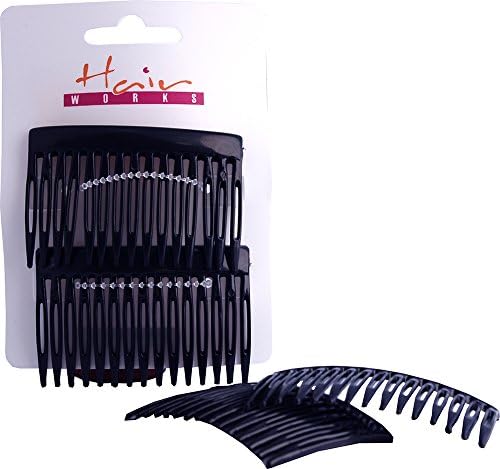 Ladies 6x Plastic Side Hair Combs Slides Wedding Fascinator Black Pack Of 2
