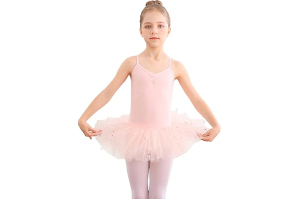 Bezioner Robe de Danse Classique Filles Tutu de Ballet Justaucorps pour Enfants en Coton sans Manches