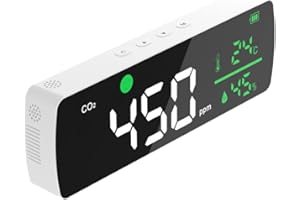 Yiida CO2 Escritorio - Detector dióxido Carbono Montaje en Pared - Medidor CO2 con Sensor NDIR, Calidad del Aire para monitorear el Nivel ppm Humedad
