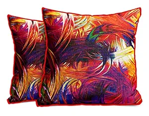 DreamVio Jute Exclusive Decorative Throw/Pillow Covers, Cushion Covers for Living Room, Bed Room, Sofa,Chairs Pack/Set of 2 (Multicolour, Size 12 x 12 Inches)