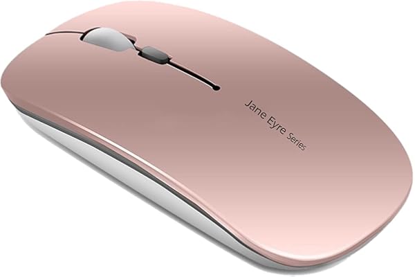 Uiosmuph Q5 Souris sans Fil Rechargeable, Ultra-Mince Optique Mouse Silencieux 1600 DPI Réglable Wireless Mouse pour Ordinateur, PC, Portable, MacBook (Or Rose)