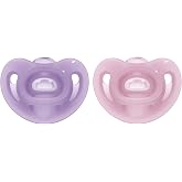Nuk Sensitive Pacifier 0-6 Months, 100% Silicone for Delicate Skin, BPA Free, Purple and Pink, 2 Pack