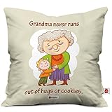 Indigifts Grandparents Special Never Ending Grandma Love Grey Cushion Cover 12x12 inch with Filler - Gift for Grandmother-Dadi-Birthday-Anniversary