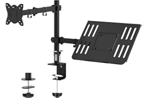 GRIFEMA GB2002-2 Soporte de Monitor con Bandeja para Computadora Portátil para Pantallas LCD LED de 13-32 Pulgadas, Altura Ajustable, VESA 75x75/100x100, Acero, Negro