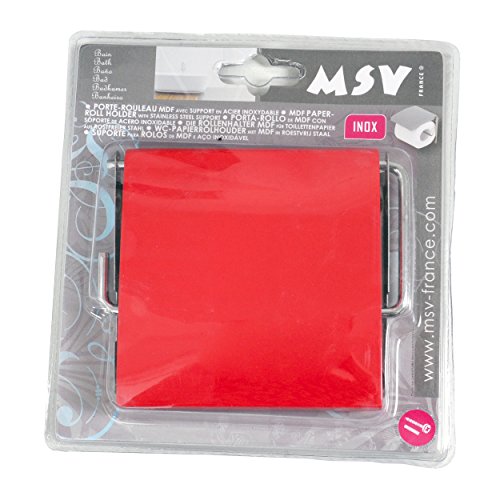 MSV ms1253 – Toilettenpapierhalter, MDF/Edelstahl, Rot - 2