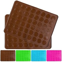 Belmalia 2 Tapis de Cuisson pour Macarons en Silicone, constitué de 96 cuvettes Anti-adhésives pour 48 Macarons sans défaut, 38x28cm Marron