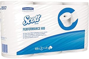 KIMBERLY-CLARK KCP 8517 Scott Performance Toilet Tissue Lot de roues, Standard, blanc 6 rouleaux